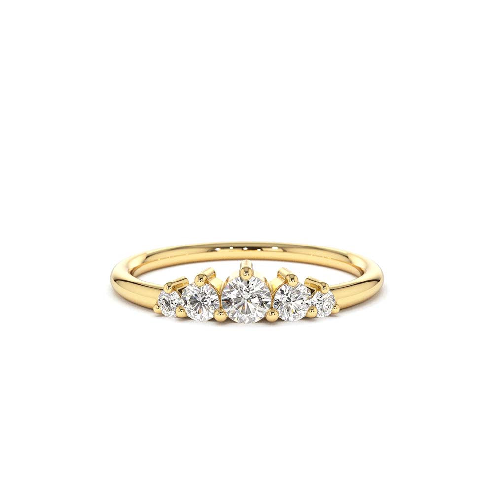 14K Gold 5 Stone Graduating Diamond Wedding Ring by Orlina Fine