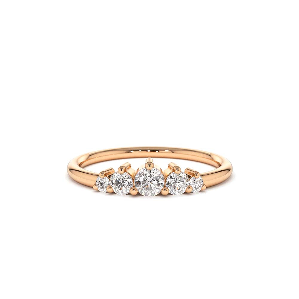 14K Gold 5 Stone Graduating Diamond Wedding Ring - view 2