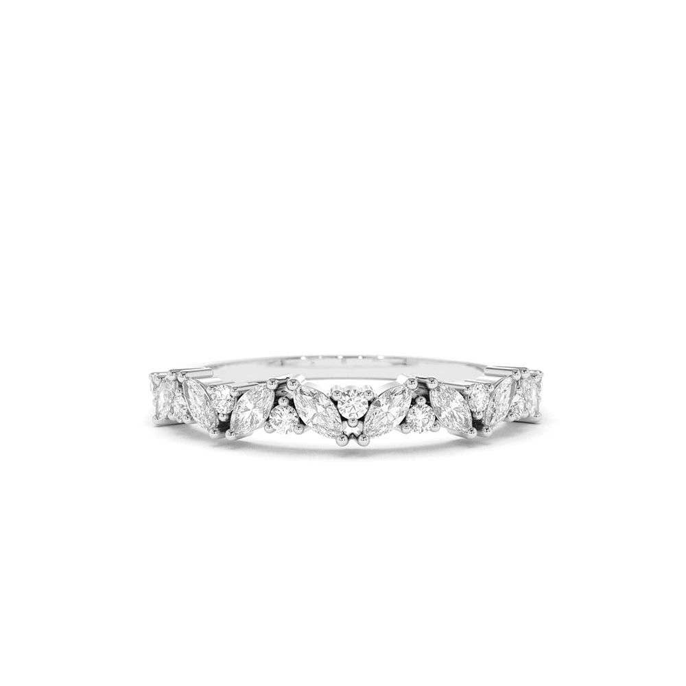 14K Gold Slanted Marquise and Round Diamond Ring - view 3
