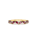 14K Slanted Ruby and Round Diamond Ring by Orlina Fine