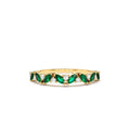 14K Slanted Emerald and Round Diamond Ring by Orlina Fine