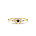 14K Gold Diamond and Sapphire Evil Eye Ring by Orlina Fine