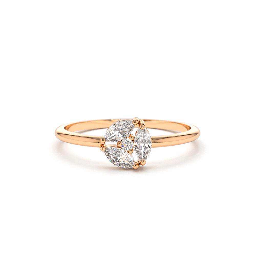 14K Gold Marquise Diamond Cluster Ring - view 2