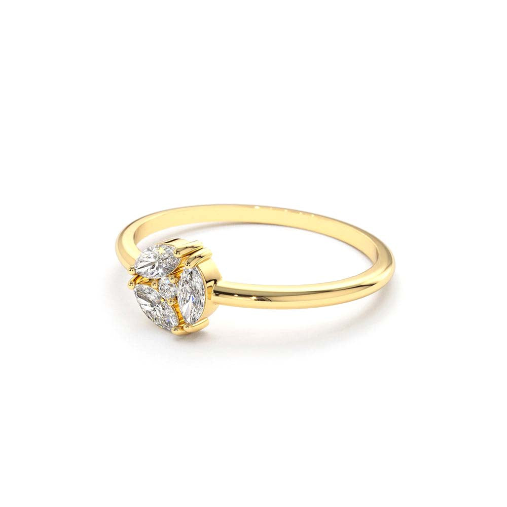14K Gold Marquise Diamond Cluster Ring - view 4