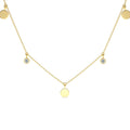14K Gold Dangling Diamond Disc Necklace by Orlina Fine