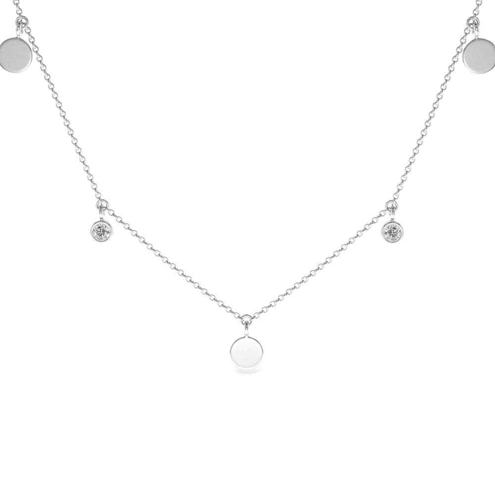 14K Gold Dangling Diamond Disc Necklace - view 3