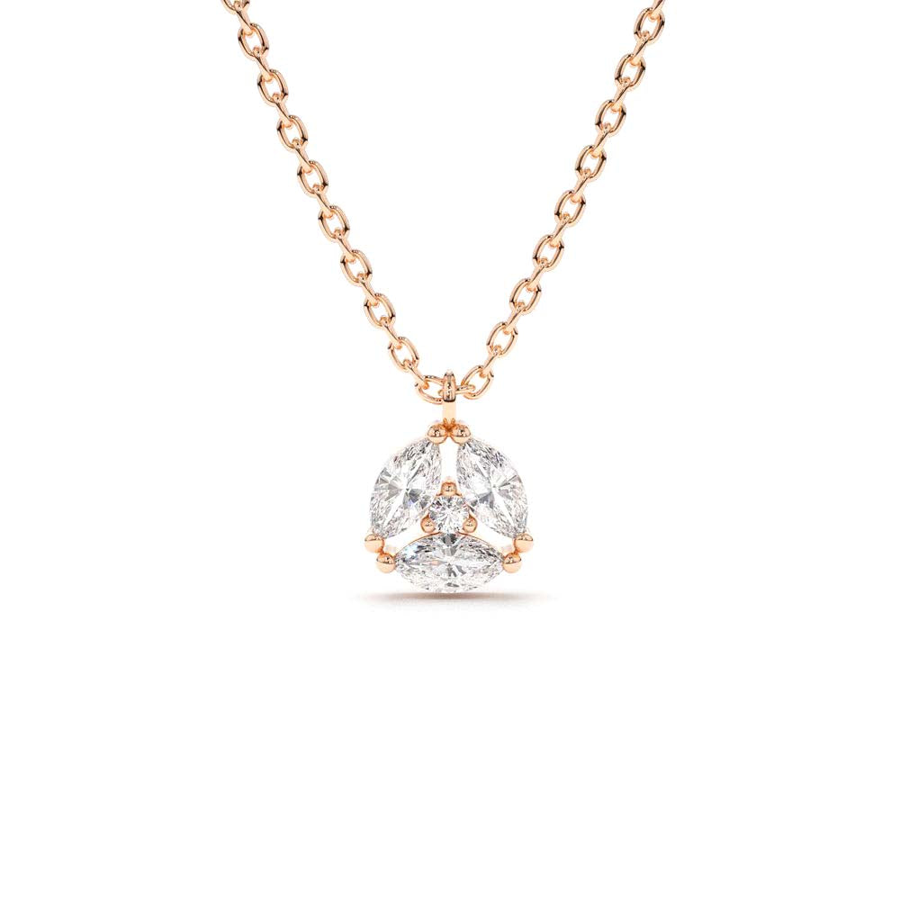 14K Marquise Diamond Cluster Necklace - view 2
