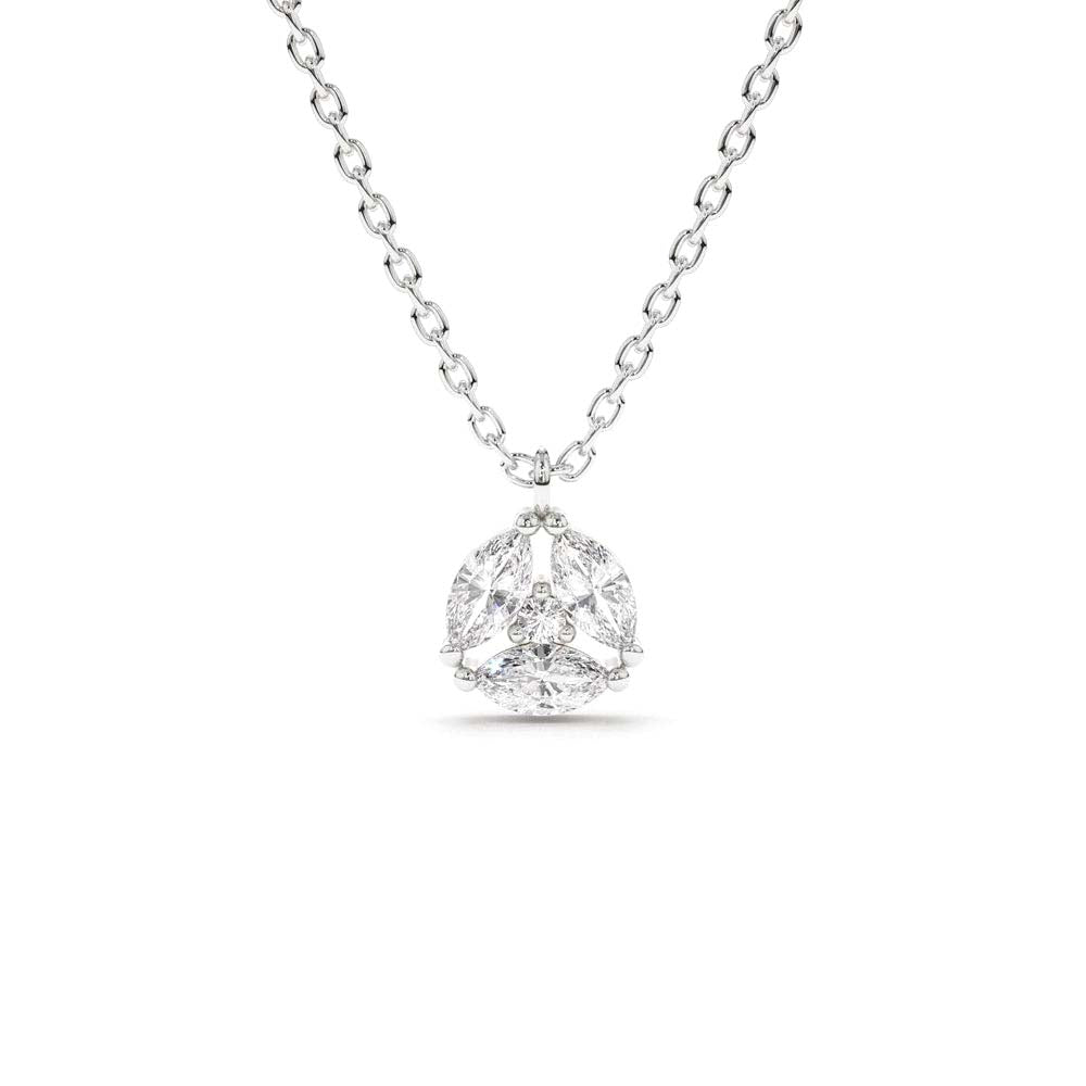 14K Marquise Diamond Cluster Necklace - view 3