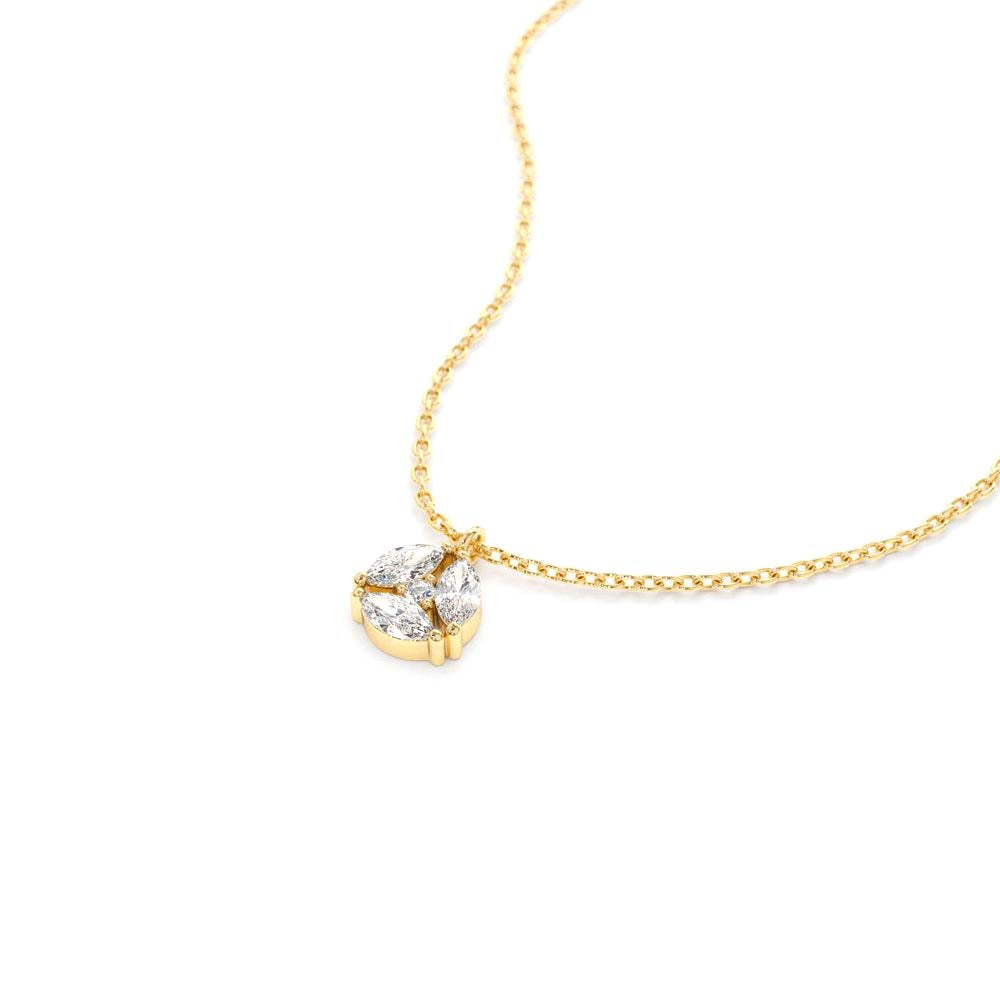 14K Marquise Diamond Cluster Necklace - view 4