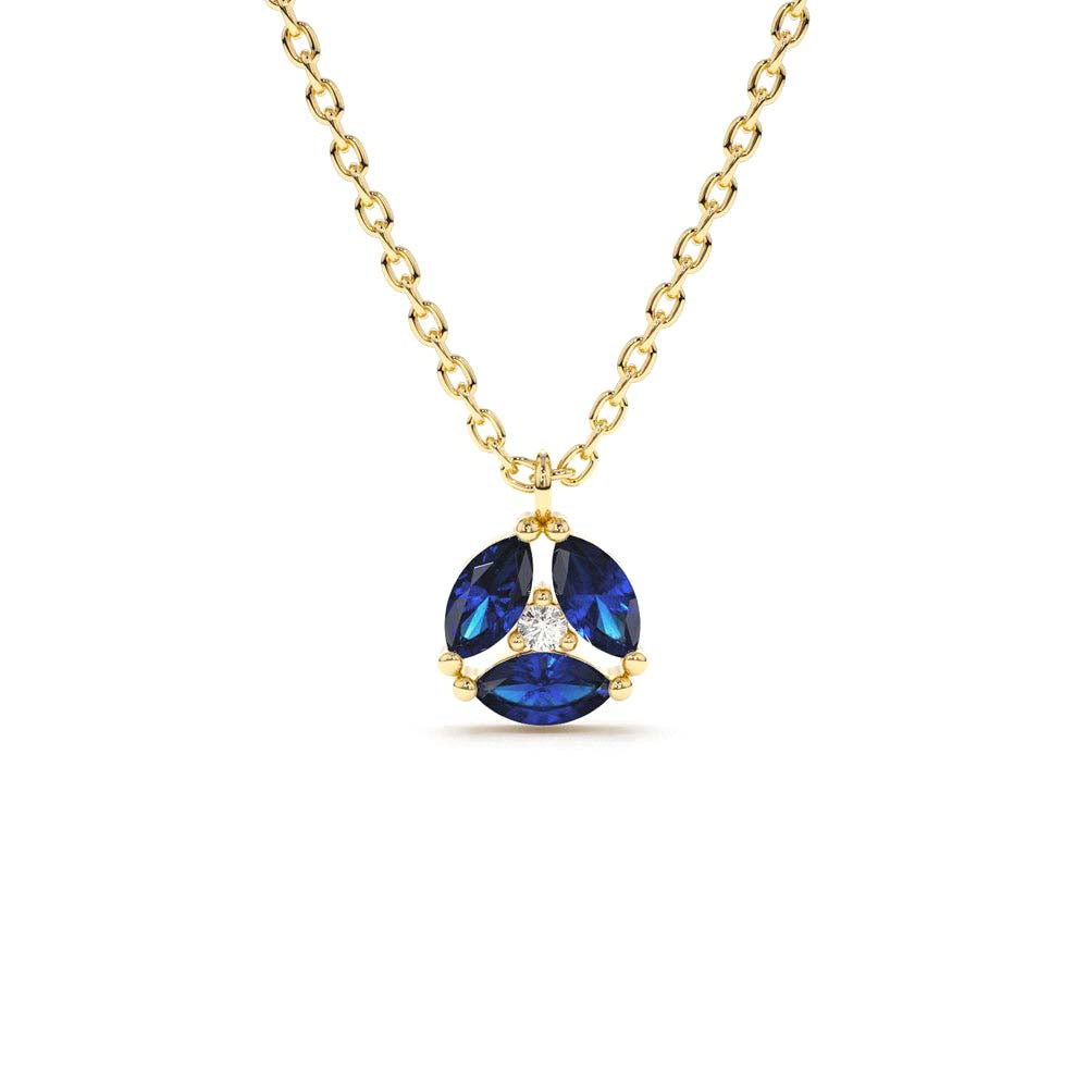 14K Marquise Sapphire Cluster Necklace by Orlina Fine