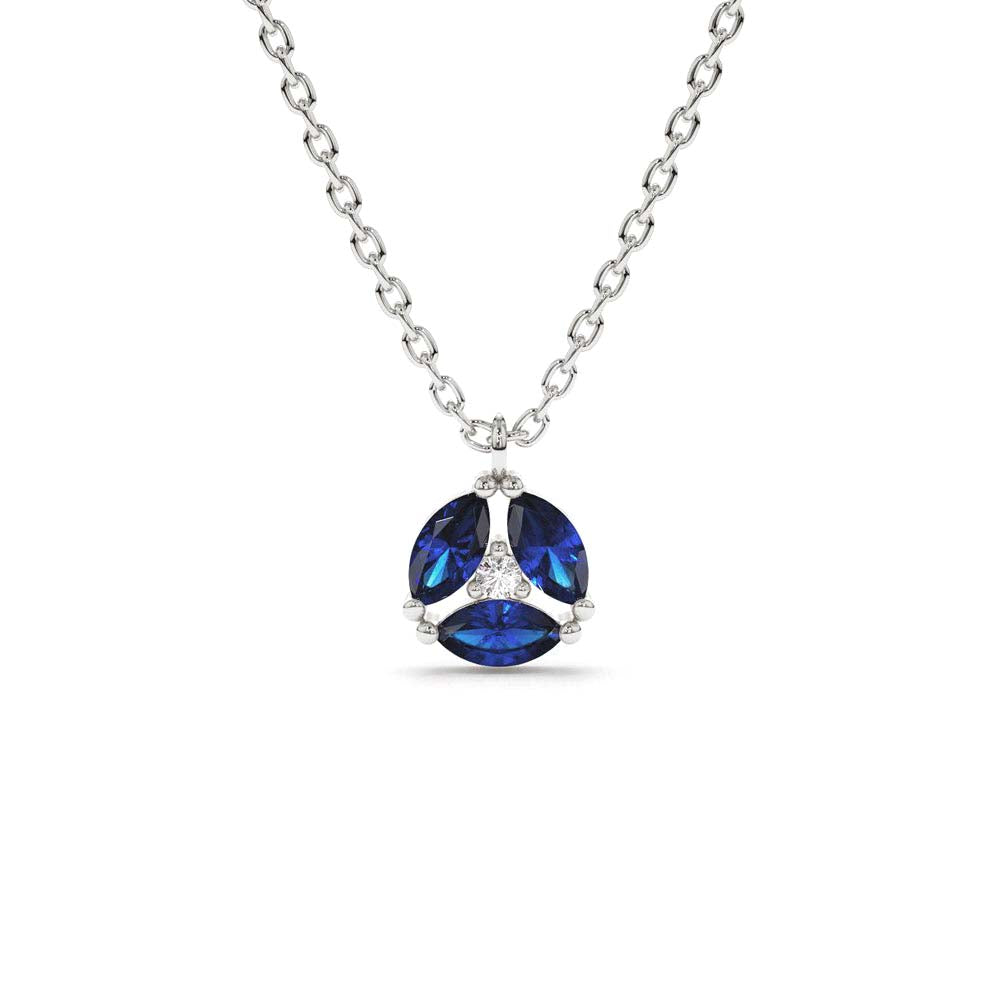 14K Marquise Sapphire Cluster Necklace - view 3