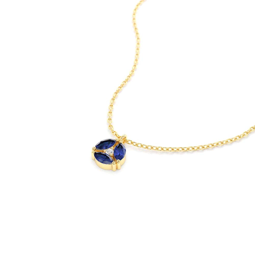 14K Marquise Sapphire Cluster Necklace - view 4