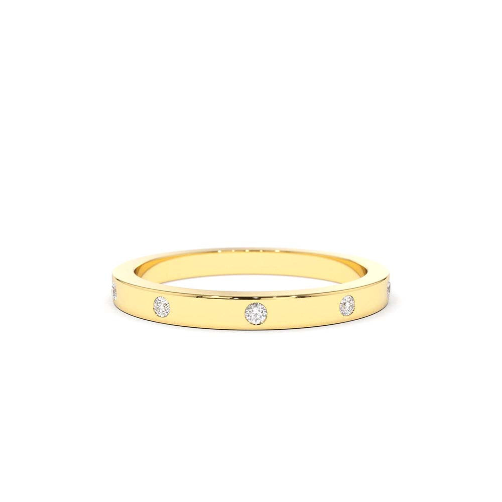 14K Burnish Set Diamond Wedding Ring by Orlina Fine
