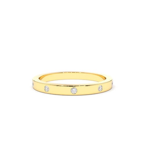 14K Burnish Set Diamond Wedding Ring by Orlina Fine
