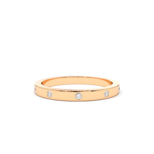 14K Burnish Set Diamond Wedding Ring - view 2