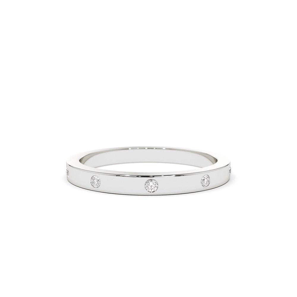 14K Burnish Set Diamond Wedding Ring - view 3