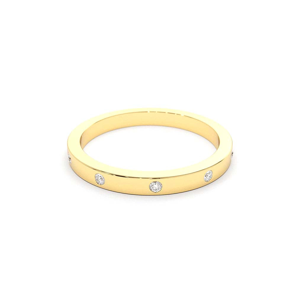 14K Burnish Set Diamond Wedding Ring - view 4