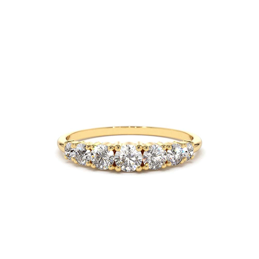 14K Gold 7 Stone Diamond Graduated Wedding Ring by Orlina Fine
