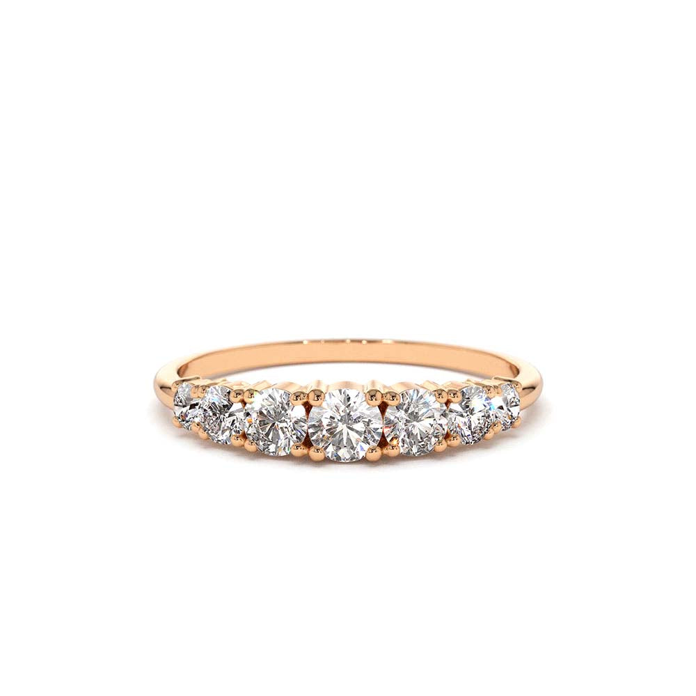 14K Gold 7 Stone Diamond Graduated Wedding Ring - view 2