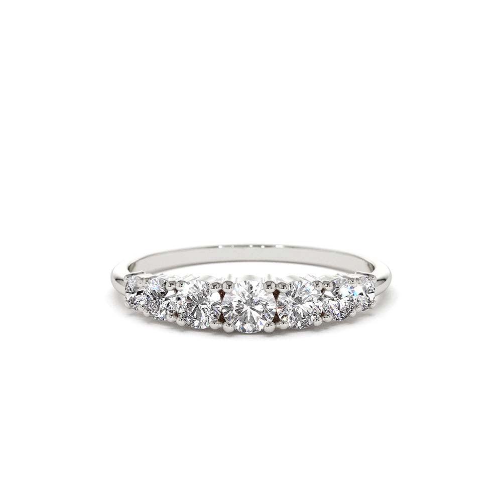 14K Gold 7 Stone Diamond Graduated Wedding Ring - view 3