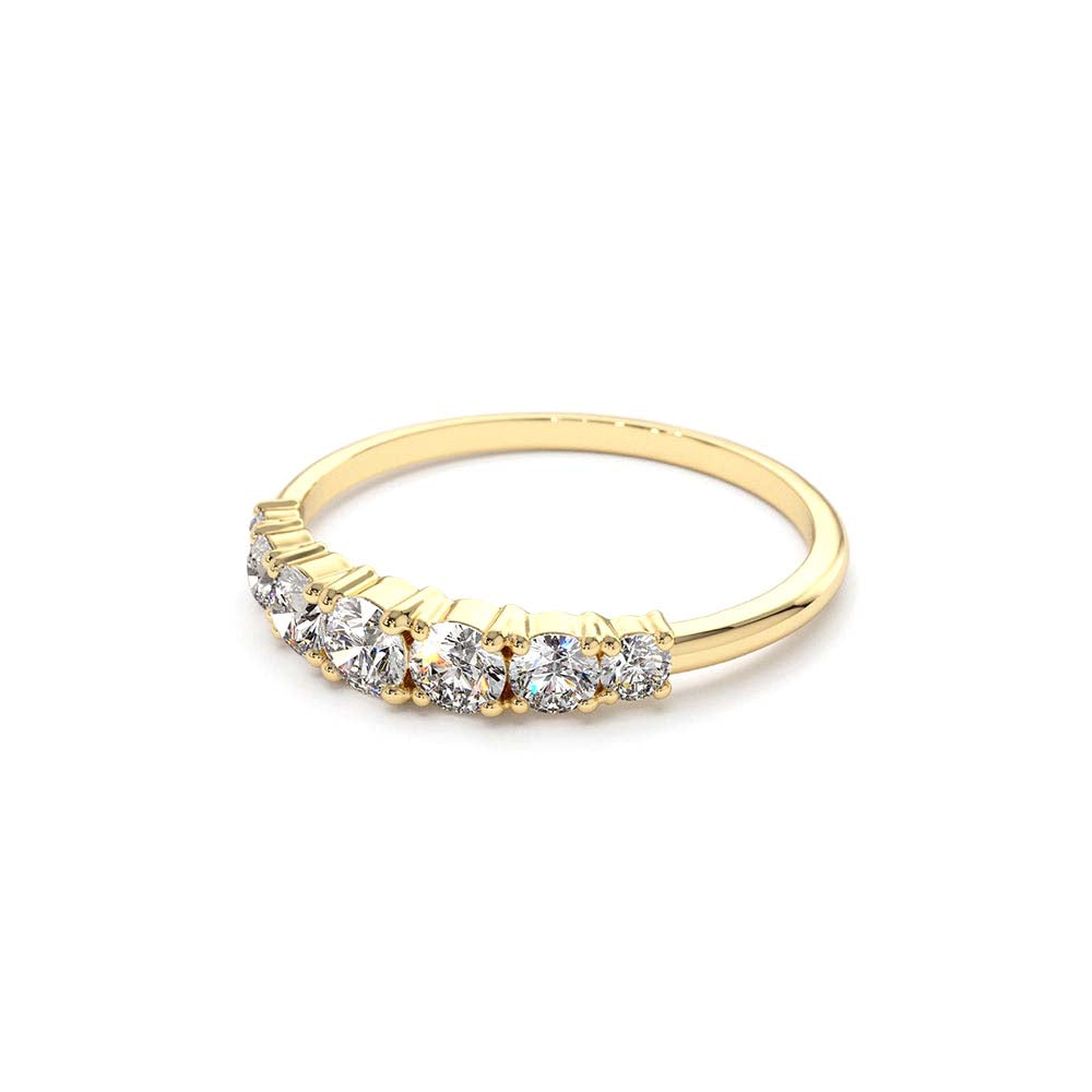 14K Gold 7 Stone Diamond Graduated Wedding Ring - view 4
