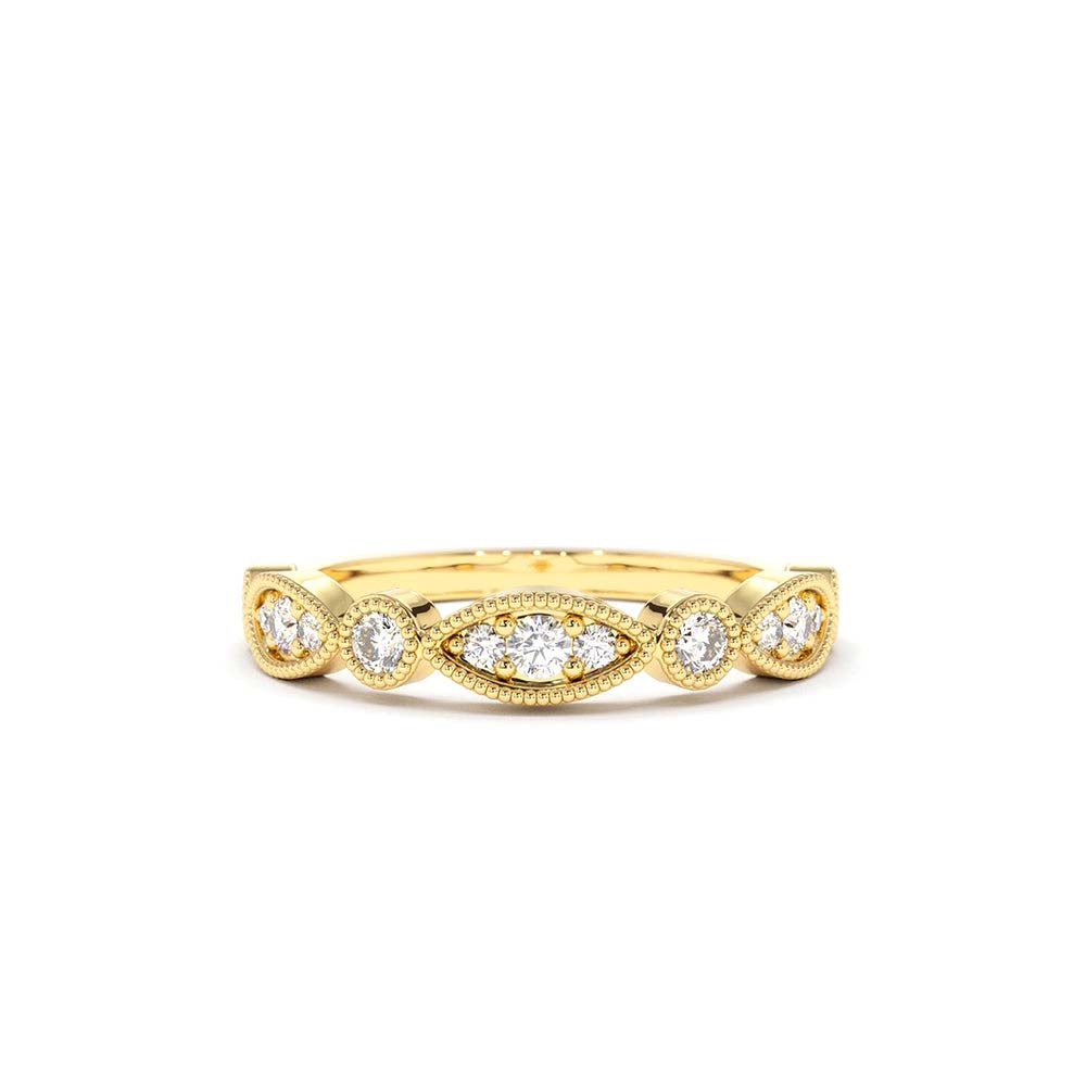 14K Gold Vintage Style Diamond Wedding Ring by Orlina Fine