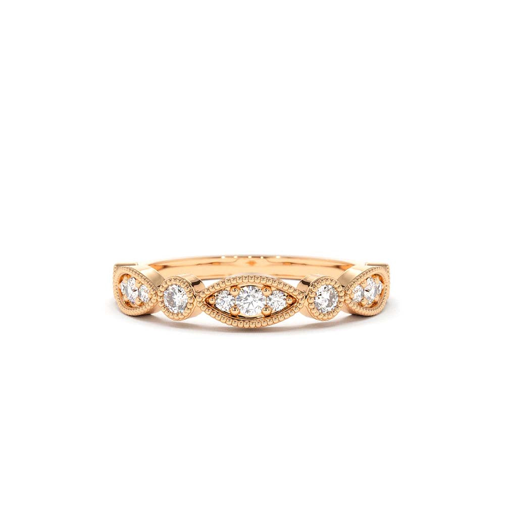 14K Gold Vintage Style Diamond Wedding Ring - view 2