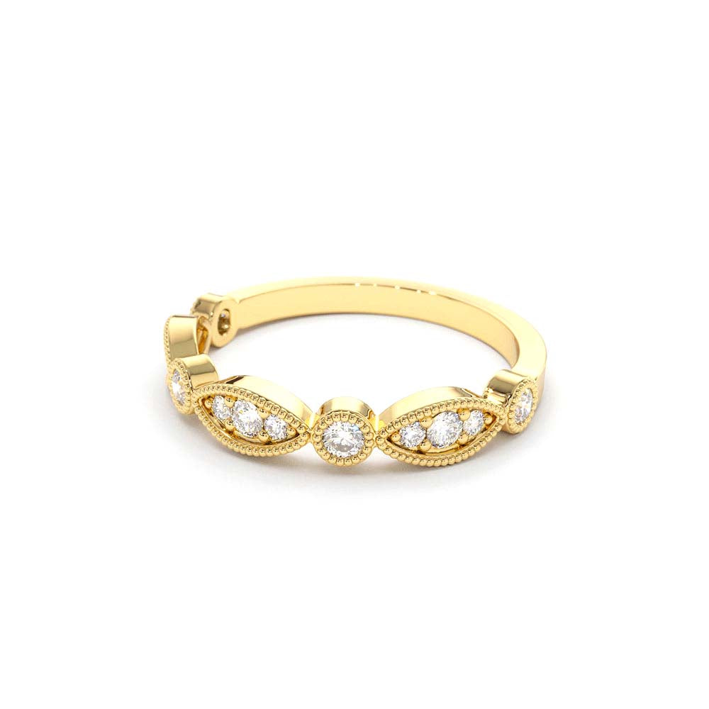 14K Gold Vintage Style Diamond Wedding Ring - view 5