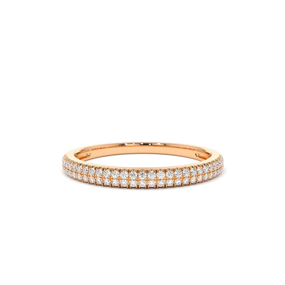 14K Double Row Micro Pave Diamond Ring - view 2