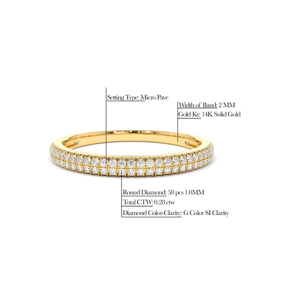14K Double Row Micro Pave Diamond Ring - view 4