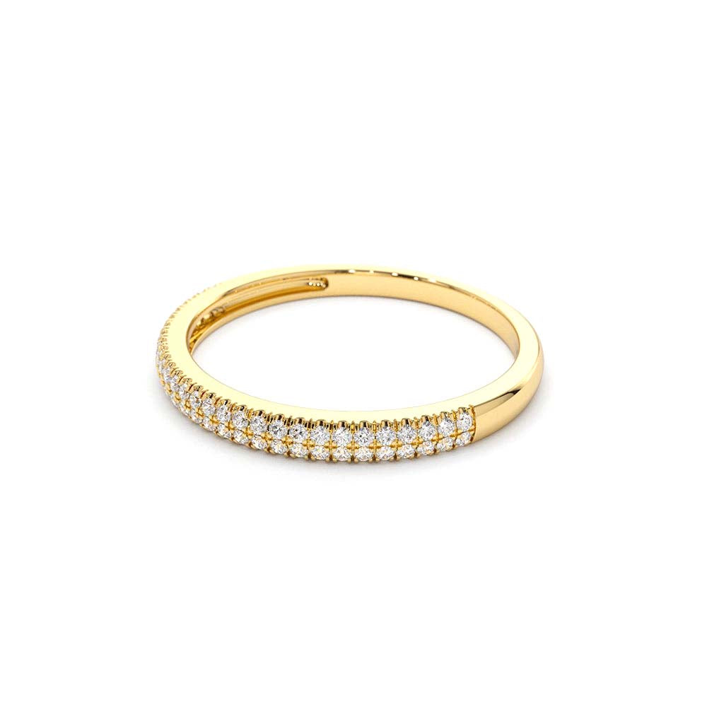 14K Double Row Micro Pave Diamond Ring - view 5