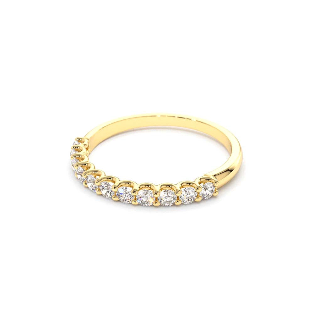 14K 11 Stone U-Shaped Diamond Wedding Band - view 4
