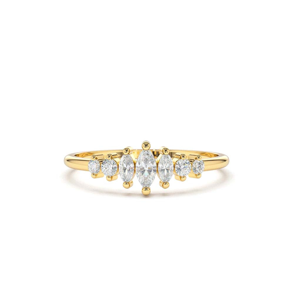 14K Marquise & Round Diamond Anniversary Band by Orlina Fine