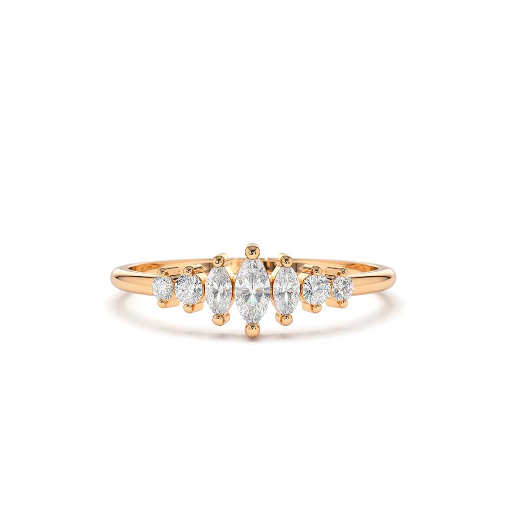 14K Marquise & Round Diamond Anniversary Band - view 2