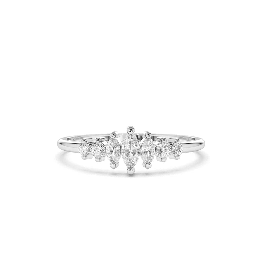14K Marquise & Round Diamond Anniversary Band - view 3