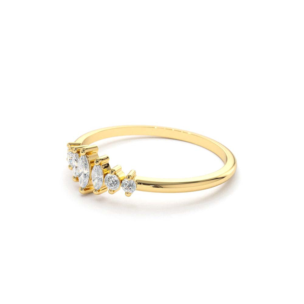 14K Marquise & Round Diamond Anniversary Band - view 4