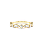 14K Marquise and Round Diamond Milgrain Bezel Setting Ring by Orlina Fine