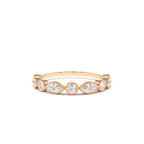 14K Marquise and Round Diamond Milgrain Bezel Setting Ring - view 2