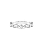 14K Marquise and Round Diamond Milgrain Bezel Setting Ring - view 3