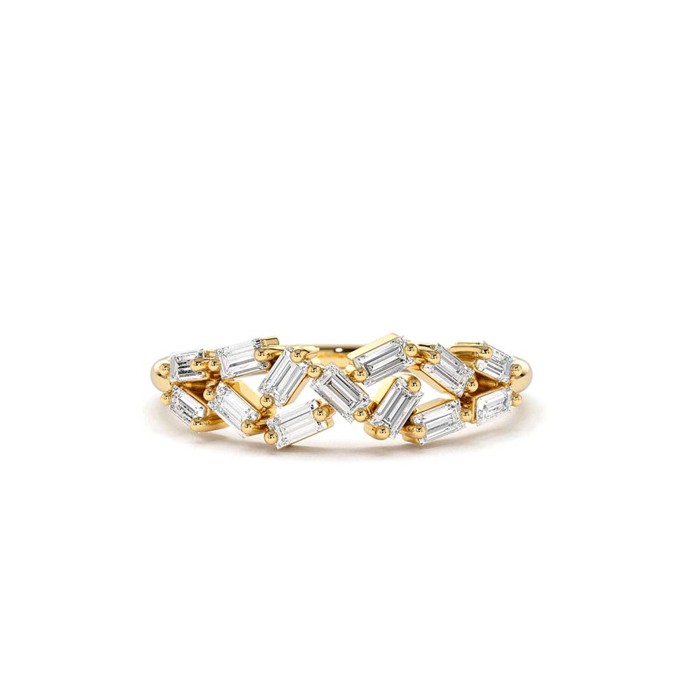 14K Stackable Baguette Diamond Cluster Ring by Orlina Fine
