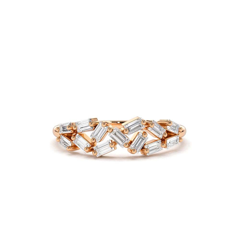 14K Stackable Baguette Diamond Cluster Ring - view 2