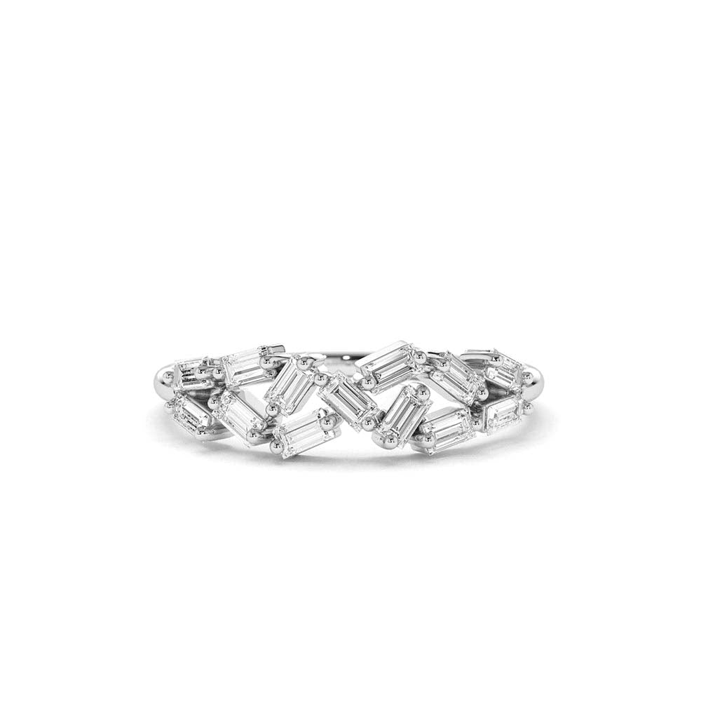 14K Stackable Baguette Diamond Cluster Ring - view 3