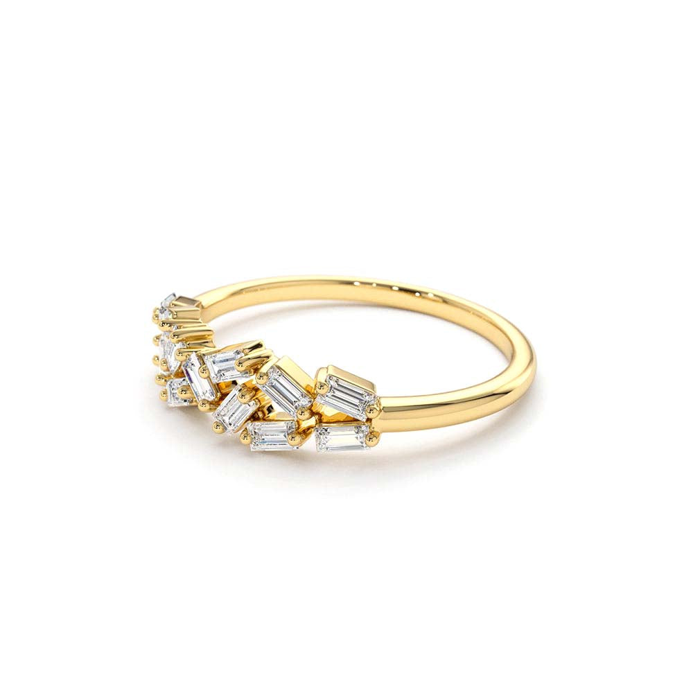 14K Stackable Baguette Diamond Cluster Ring - view 4