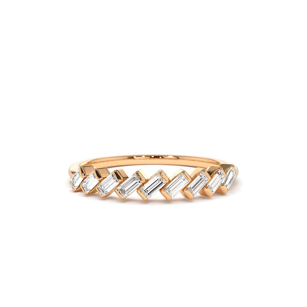 14K Slanted Channel Set Baguette Diamond Ring - view 2