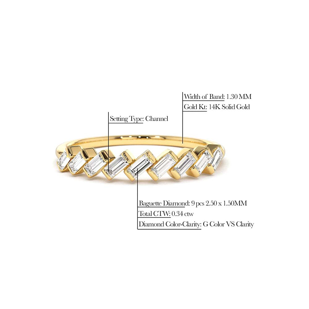 14K Slanted Channel Set Baguette Diamond Ring - view 4