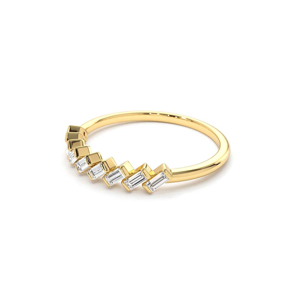 14K Slanted Channel Set Baguette Diamond Ring - view 5