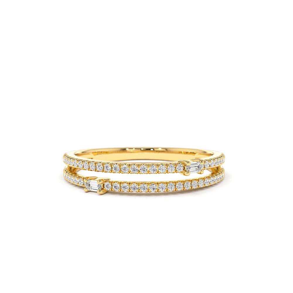 14K Unique Double Row Micro Pave Statement Ring by Orlina Fine