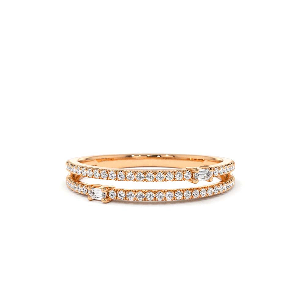 14K Unique Double Row Micro Pave Statement Ring - view 2
