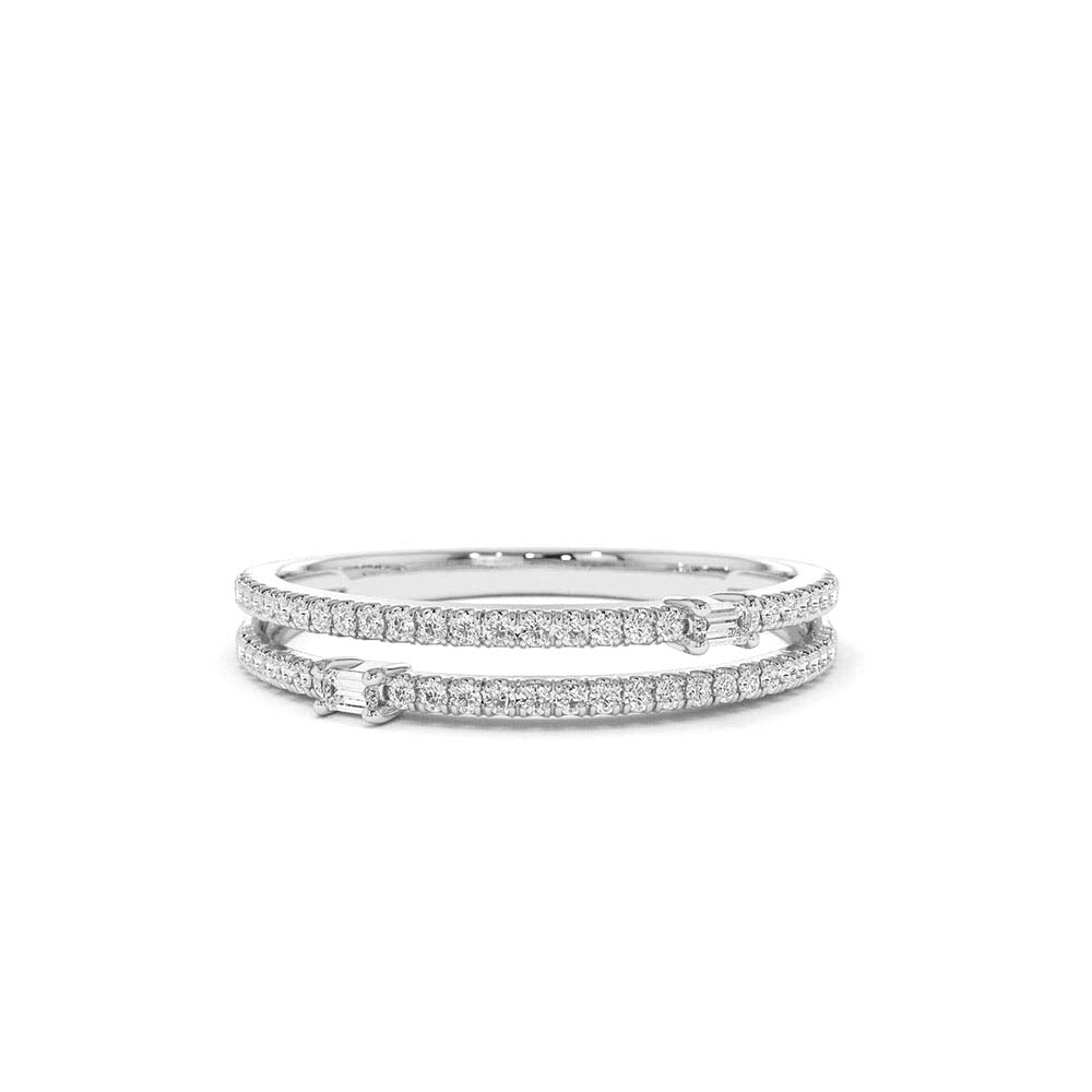 14K Unique Double Row Micro Pave Statement Ring - view 3