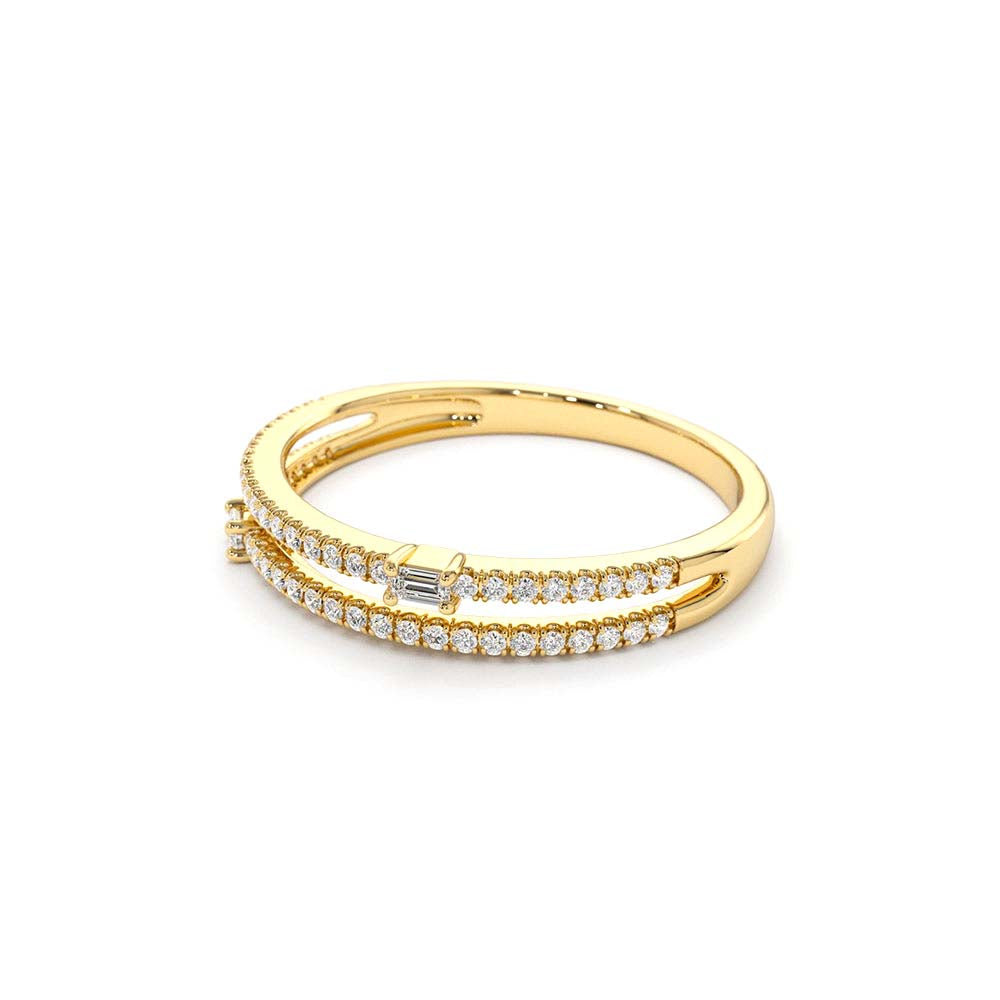 14K Unique Double Row Micro Pave Statement Ring - view 4